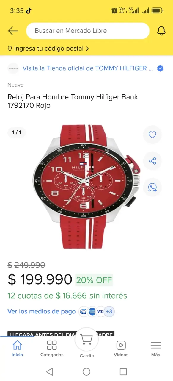 Reloj Tommy Hilfiger rojo nuevo - 5