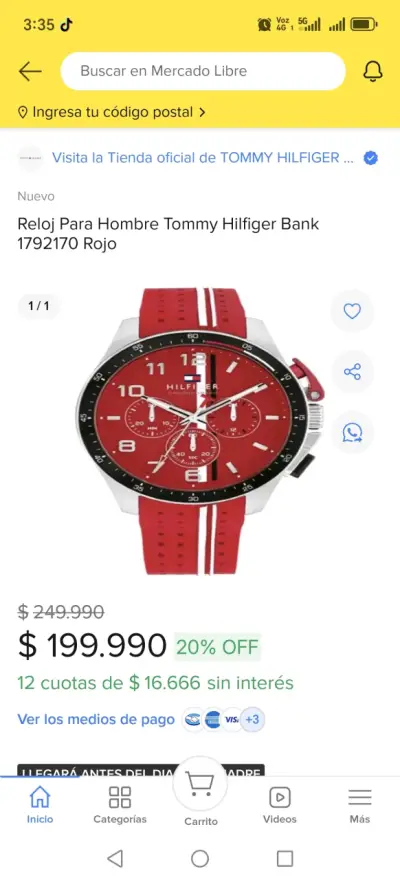 Reloj Tommy Hilfiger rojo nuevo - miniatura 5