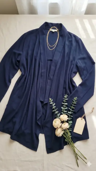 Cardigan azul oscuro elegante - miniatura 1