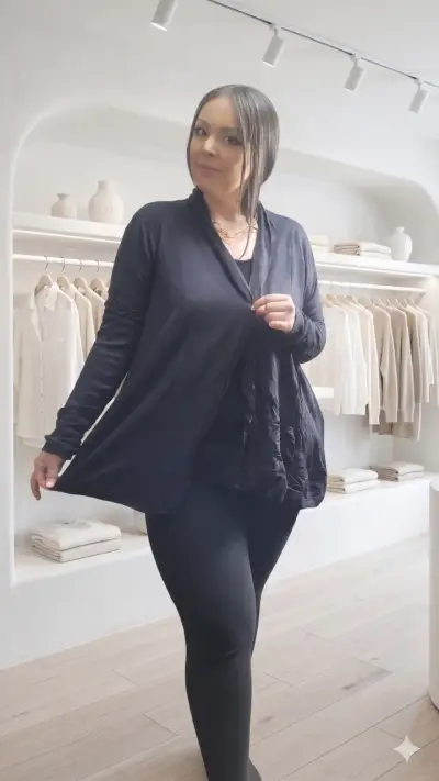 Cardigan azul oscuro elegante - miniatura 2