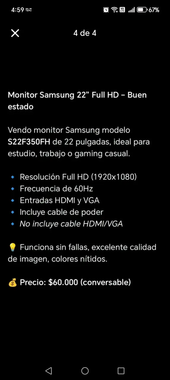 Monitor Samsung 22 pulgadas - 4