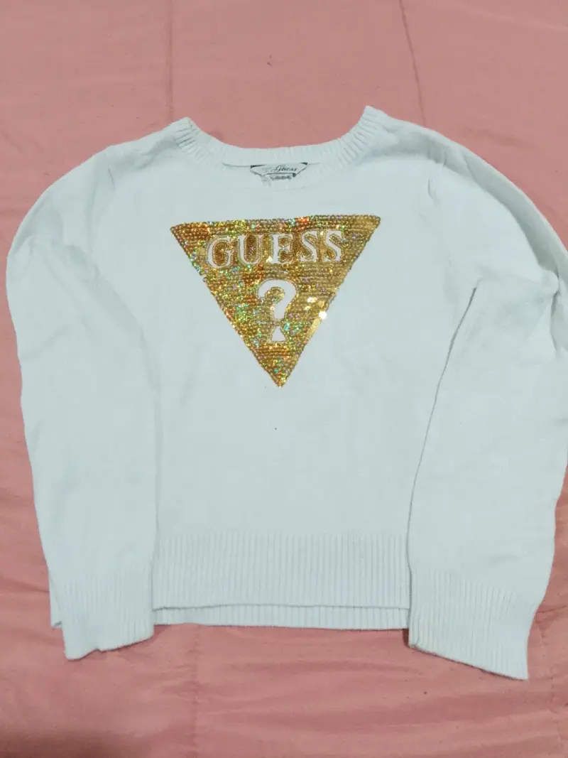 Sweater blanco con logo Guess