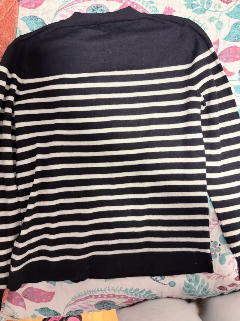 Suéter a rayas blanco y negro Zara 100% lana - 3