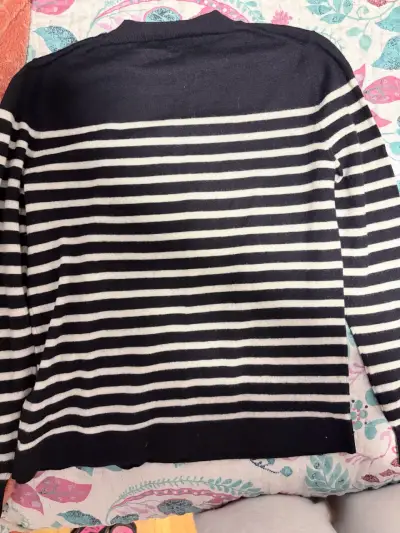 Suéter a rayas blanco y negro Zara 100% lana - miniatura 3