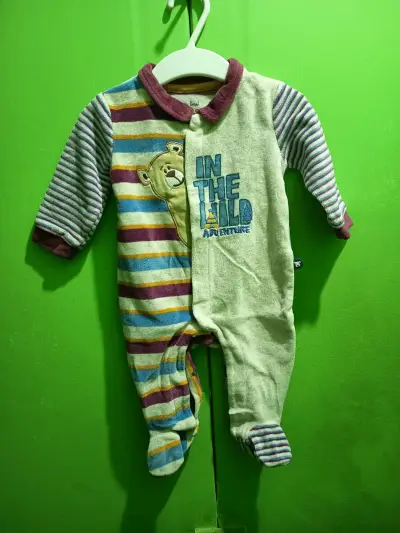 Pijama bebé rayado multicolor - miniatura 1