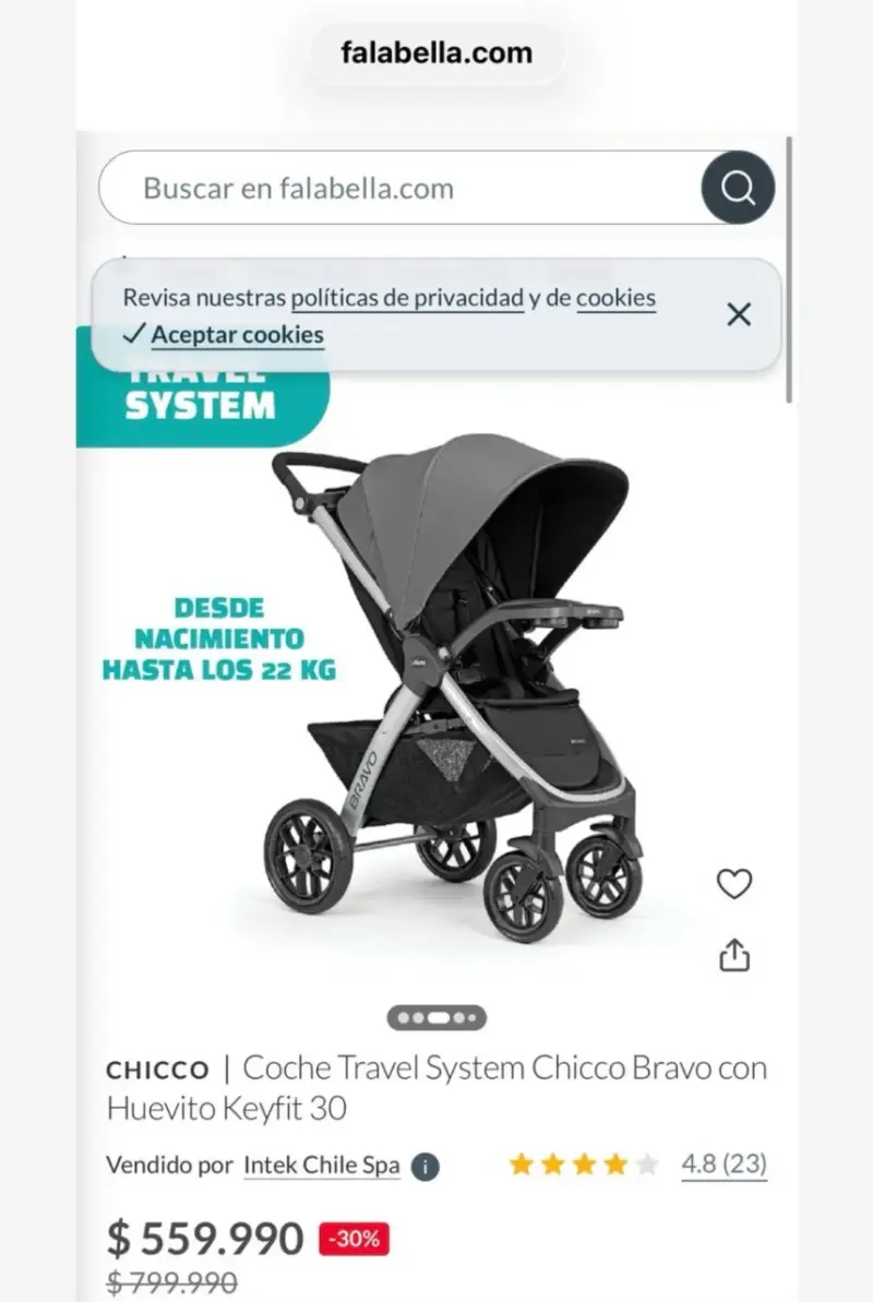 Coche de bebé plegable gris - 6