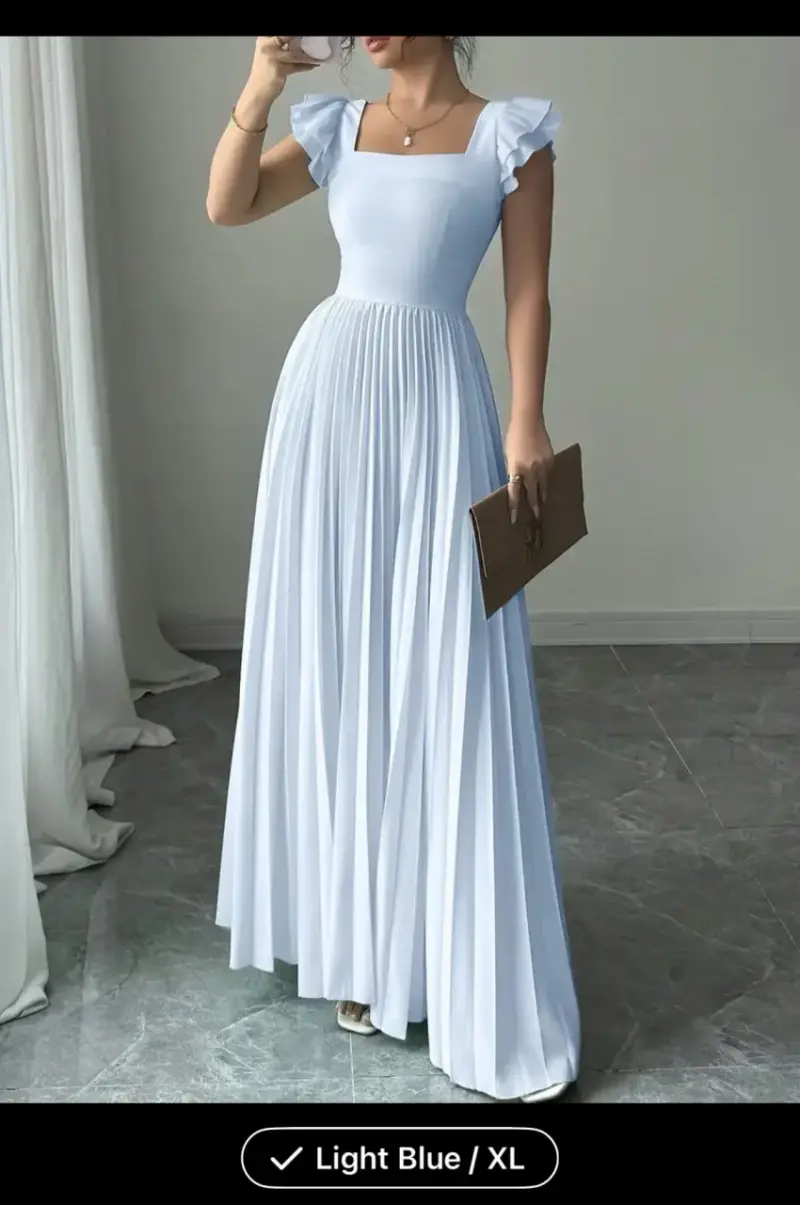Vestido largo azul claro - 4