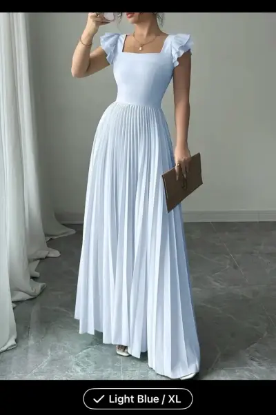 Vestido largo azul claro - miniatura 4