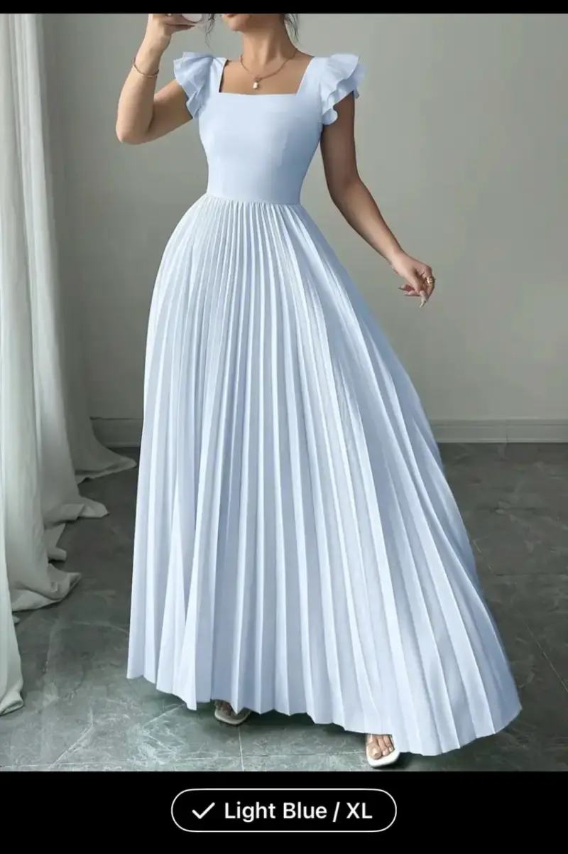 Vestido largo azul claro - 5