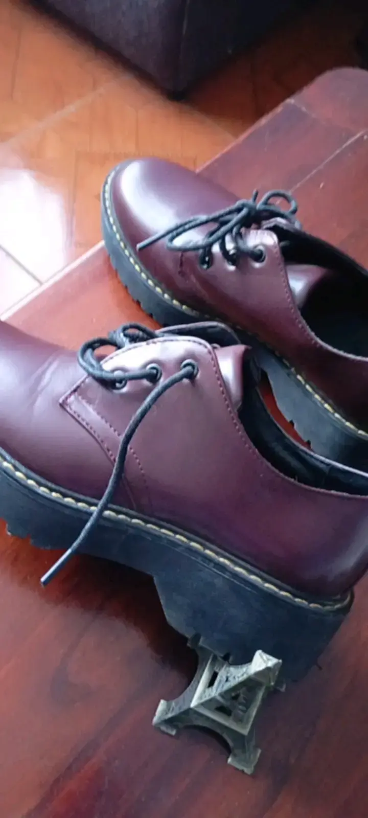 Zapatos de cuero burdeos con plataforma - 1