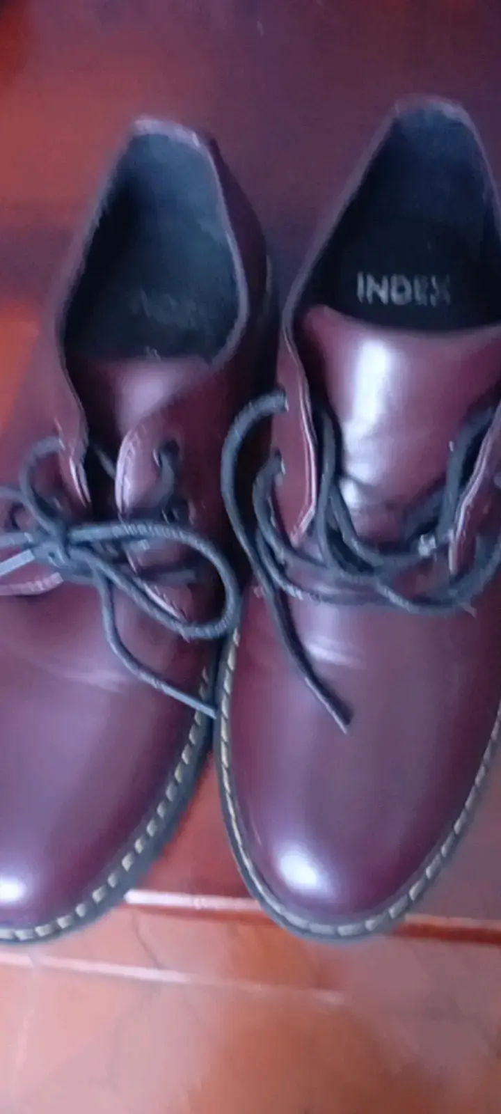 Zapatos de cuero burdeos con plataforma - 2
