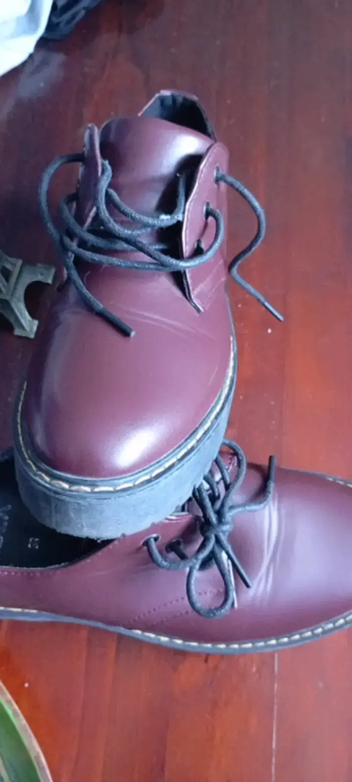 Zapatos de cuero burdeos con plataforma - 3