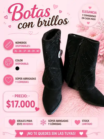 Botas negras con brillos - miniatura 1
