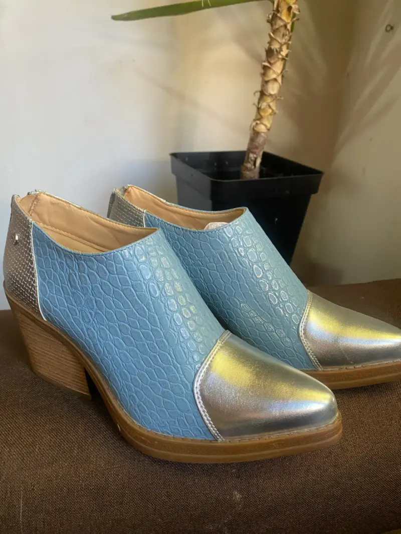 Zapatos azul y plata