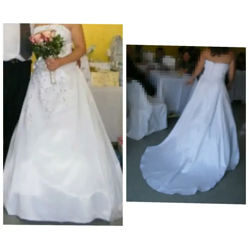 Vestido de novia blanco con cola