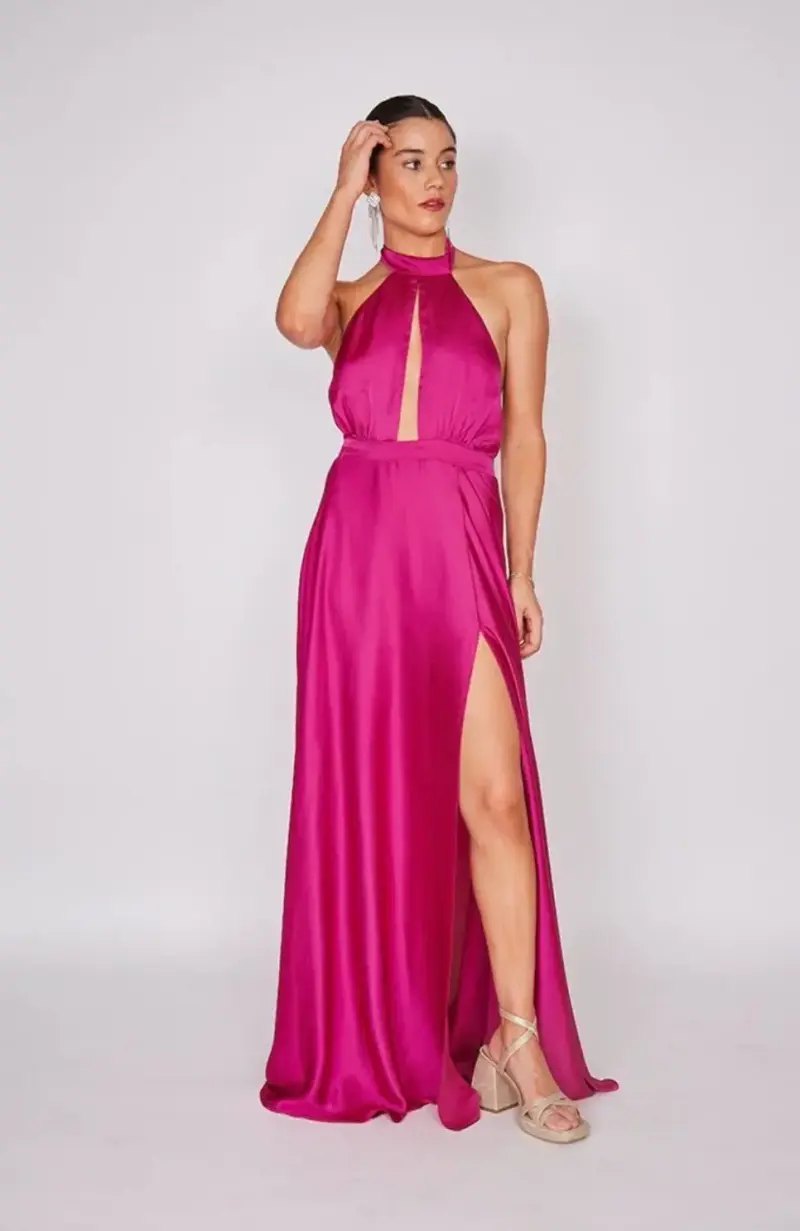 Vestido largo fucsia elegante MINISIMA - 1