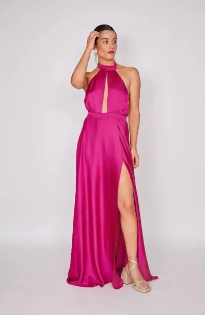 Vestido largo fucsia elegante MINISIMA - miniatura 1