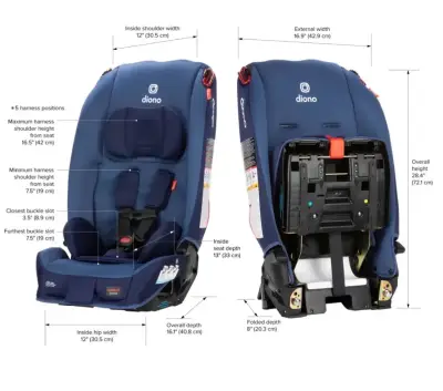 Silla de auto convertible Marca Diono azul - miniatura 2