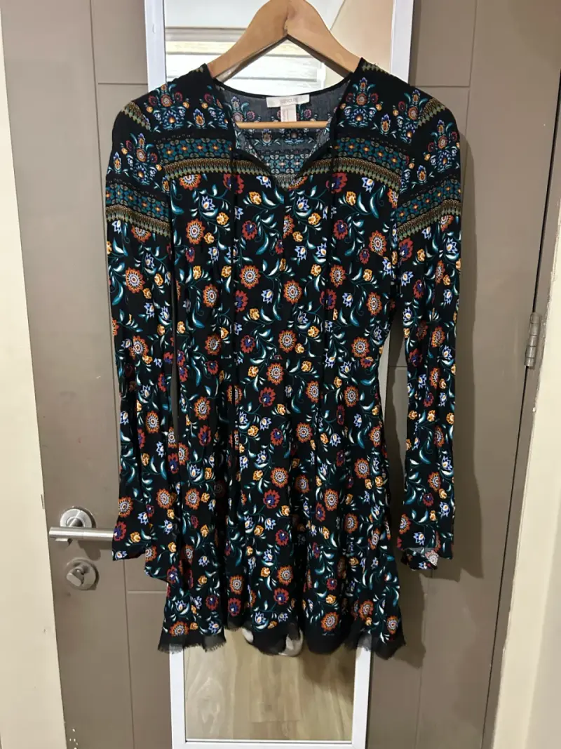 Vestido floral manga acampanada - 3