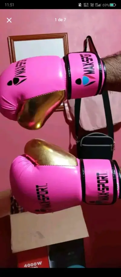 Guantes de boxeo rosa dorado - miniatura 2