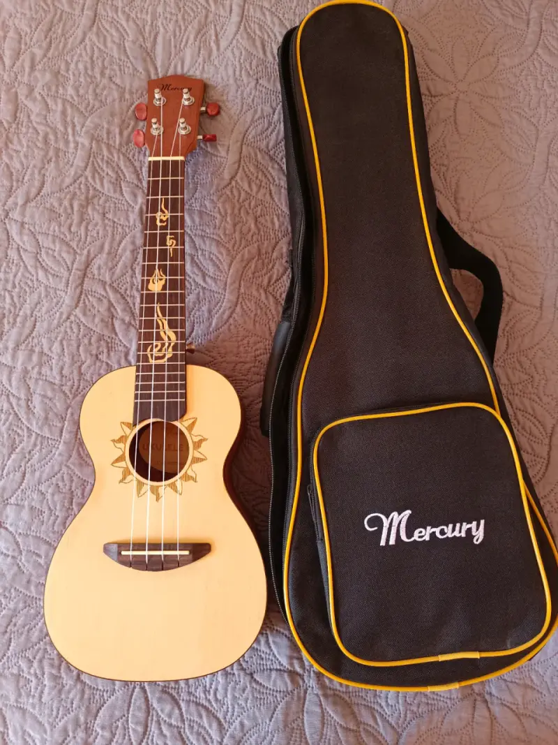 Ukulele de madera con funda - 1