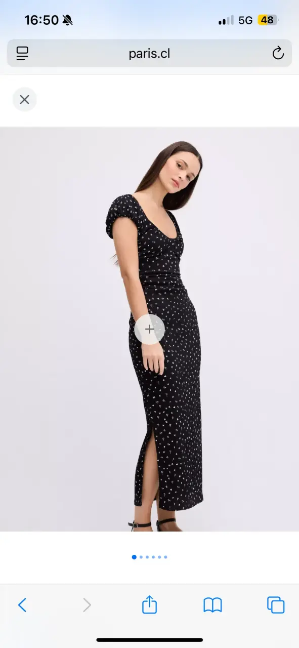 Vestido largo negro con estampado - 1