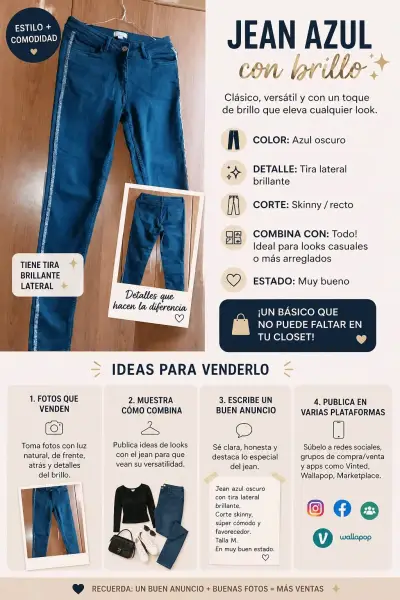 Jean azul oscuro con brillo - miniatura 1