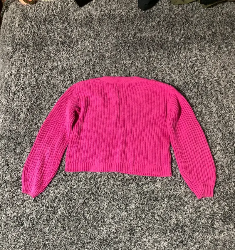 Cardigan fucsia de punto mujer - 2