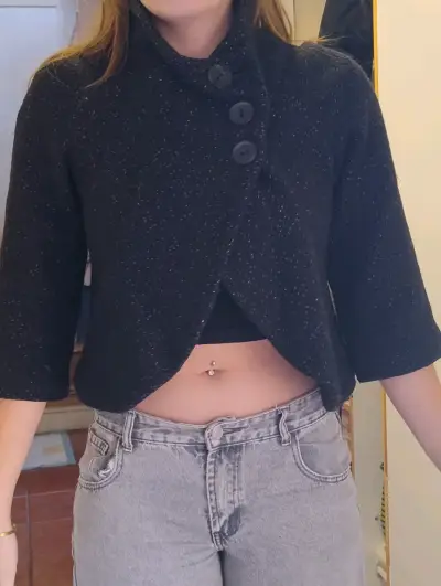 Chaqueta corta negra ajustada - miniatura 1