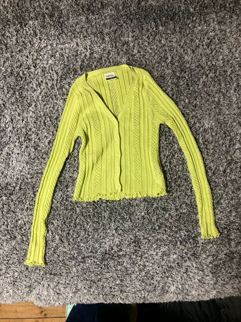 Cardigan verde lima manga larga - 1