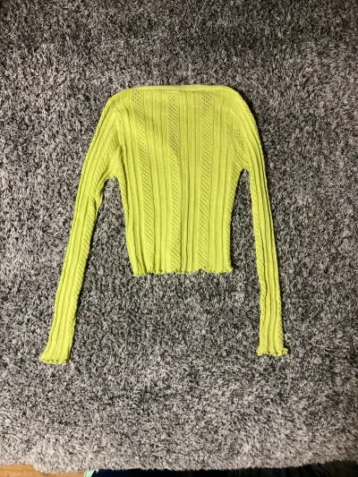 Cardigan verde lima manga larga - miniatura 2