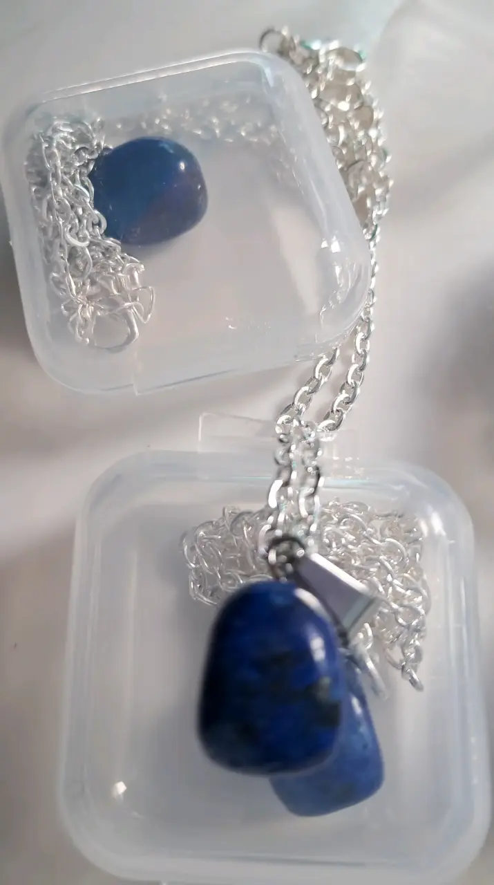5 Collares de plata con piedra azul - 3