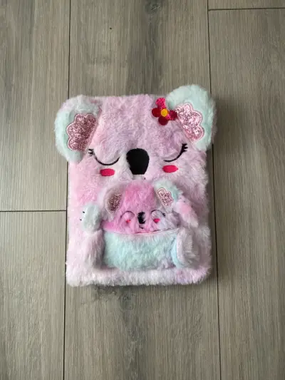 Cuaderno de peluche koala rosa con mini cuaderno - miniatura 1