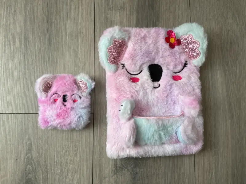 Cuaderno de peluche koala rosa con mini cuaderno - 2
