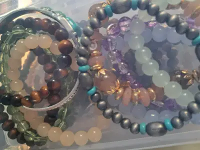 Pulsera de cuentas de madera,piedra 100   .10caja - miniatura 2