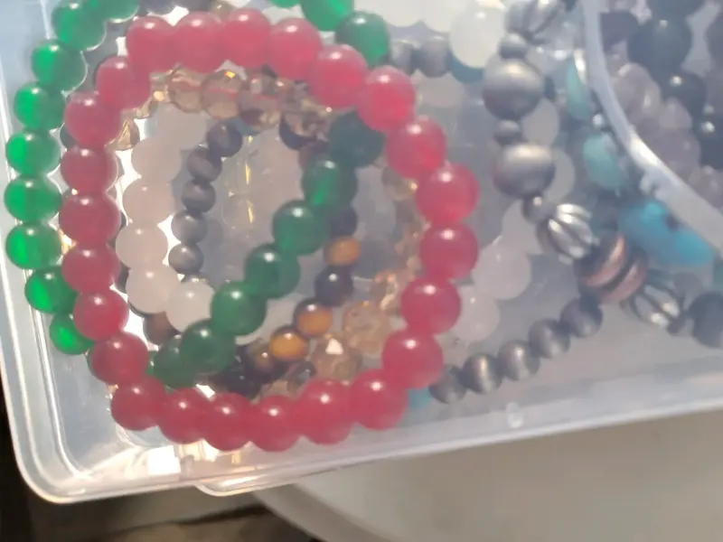 Pulsera de cuentas de madera,piedra 100 .10caja - 4