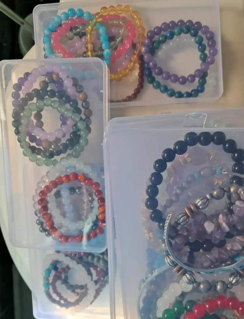 Pulsera de cuentas de madera,piedra 100 .10caja - 5