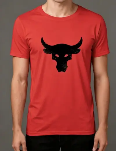 Polera roja con logo de toro - miniatura 1