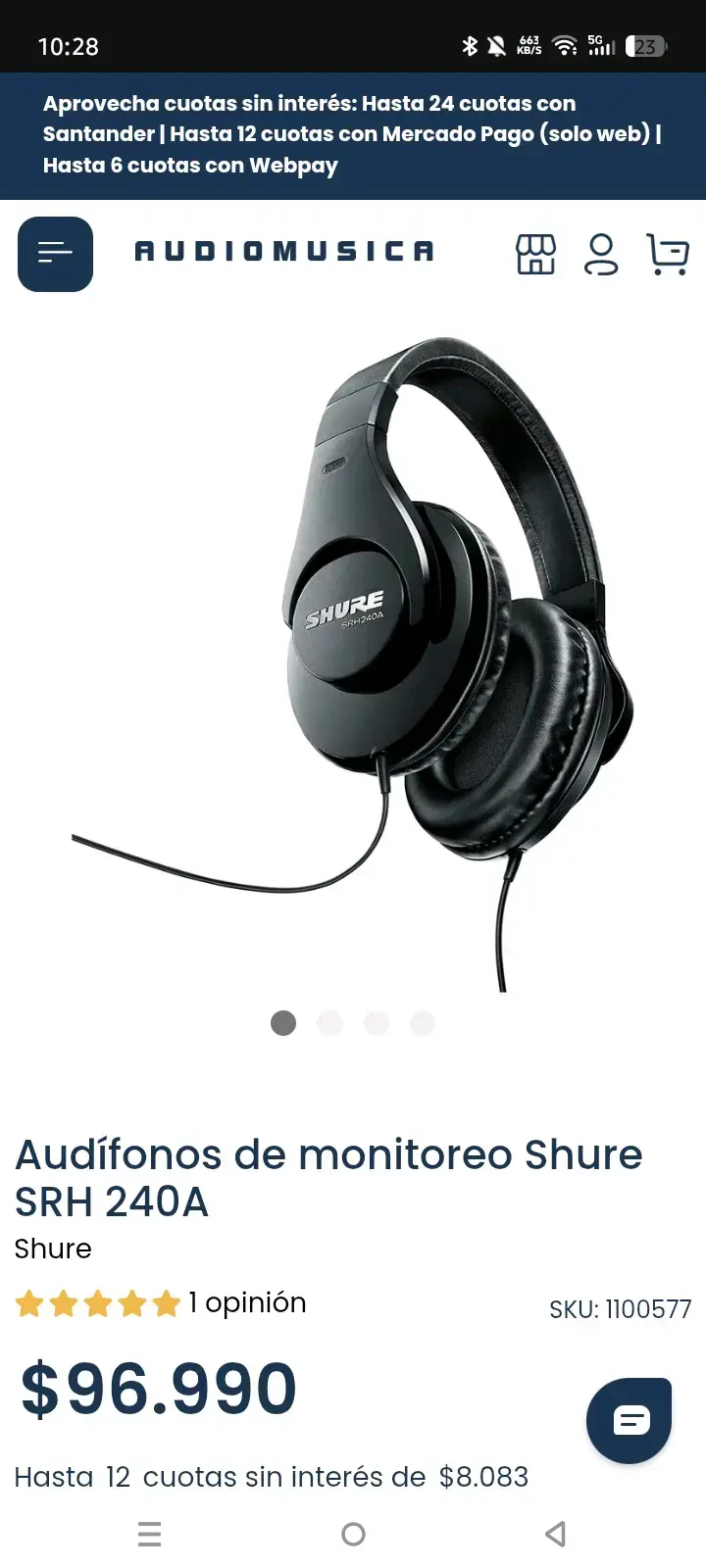 Audífonos Shure SRH240A negros