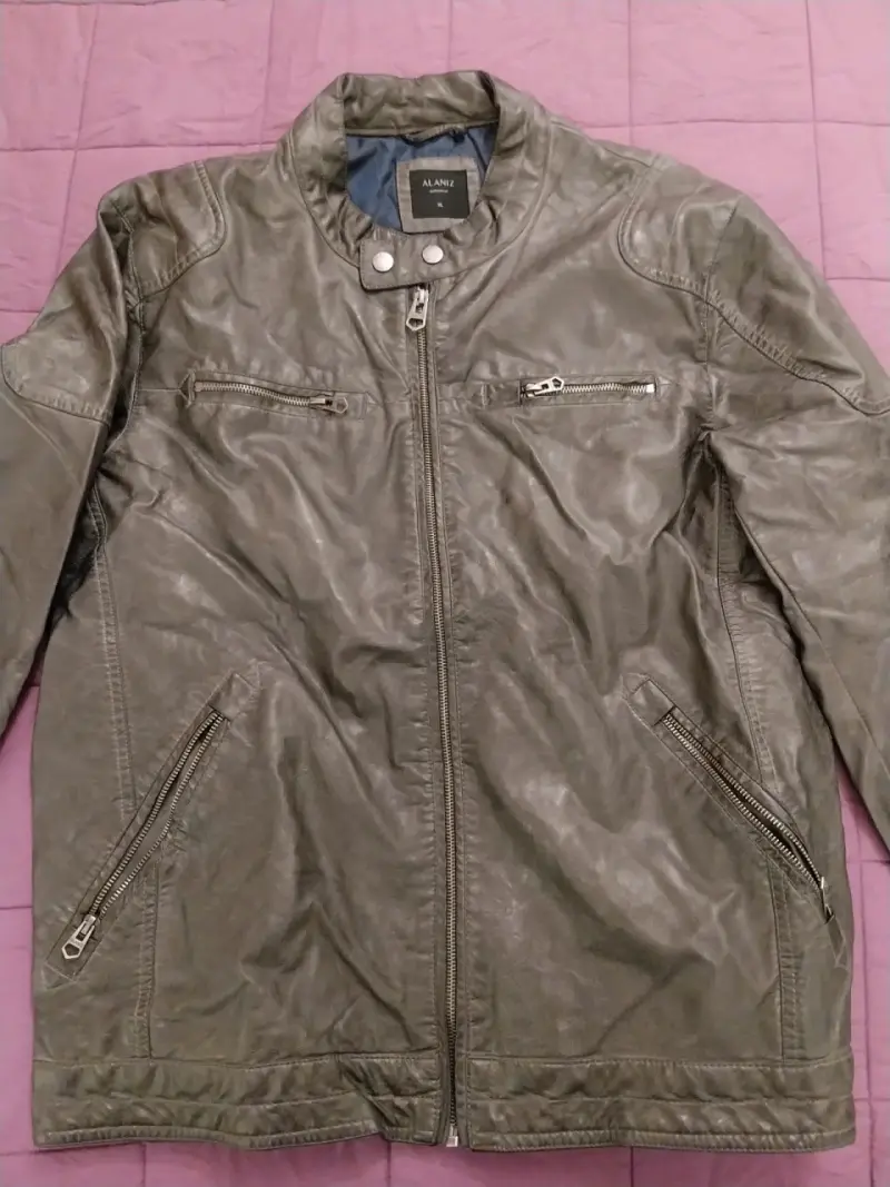 Chaqueta de eco cuero gris - 1