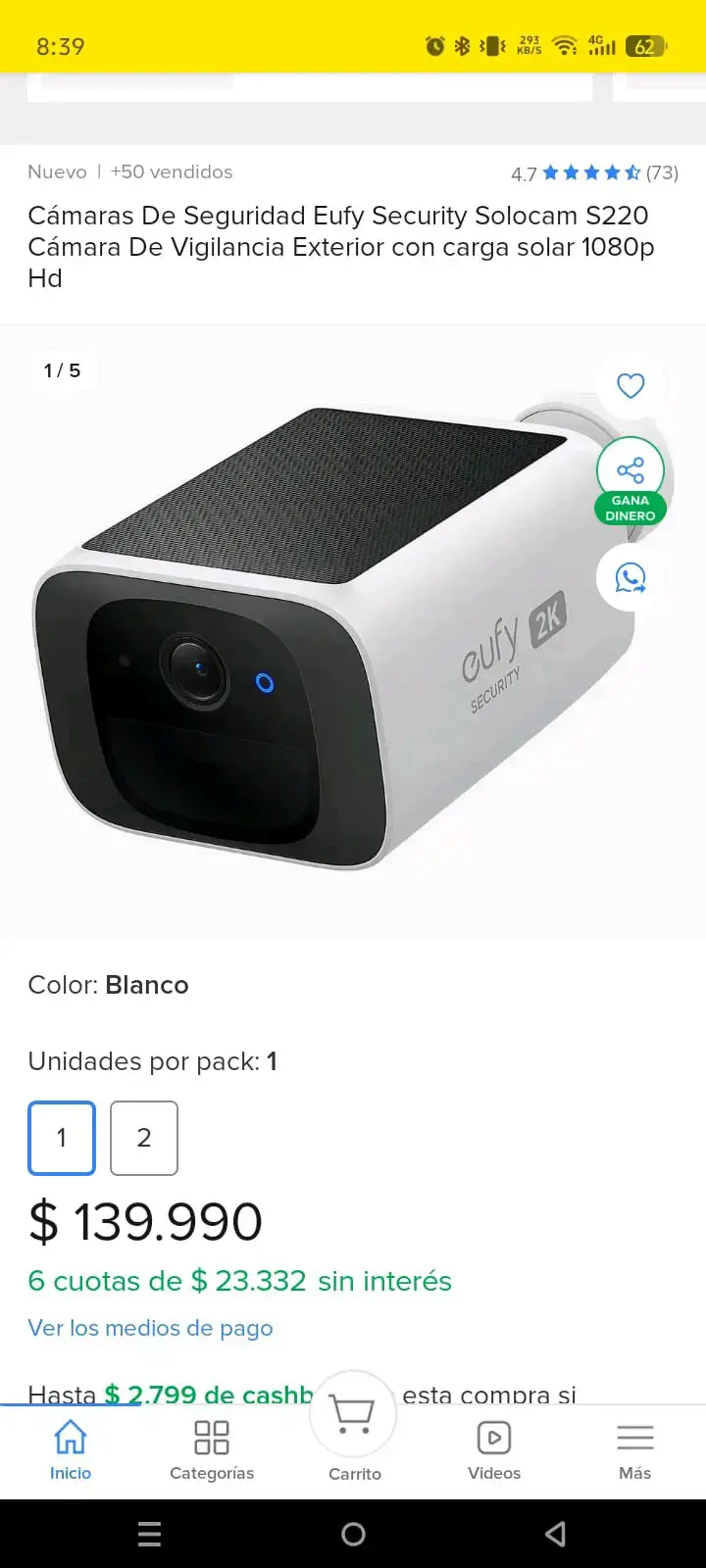 Cámara de seguridad Eufy Solocam S220