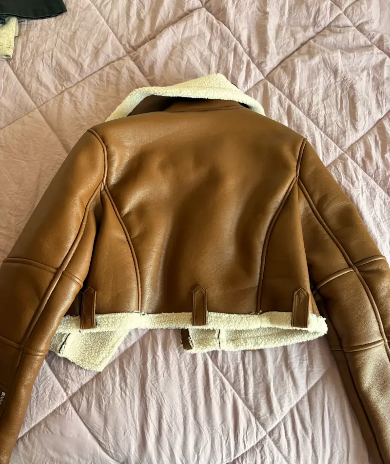 Chaqueta corta marrón con forro - 2