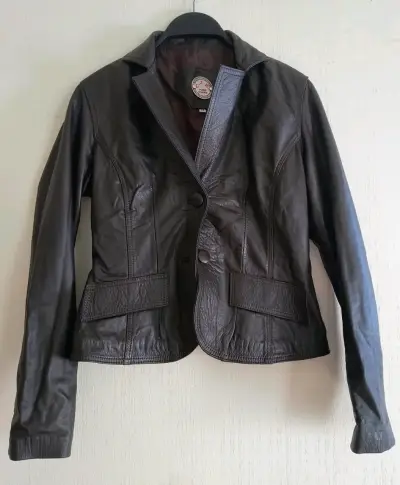 Chaqueta de cuero marrón - miniatura 1