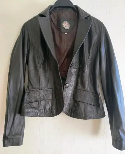Chaqueta de cuero marrón - miniatura 2