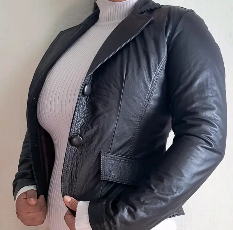 Chaqueta de cuero marrón - 4
