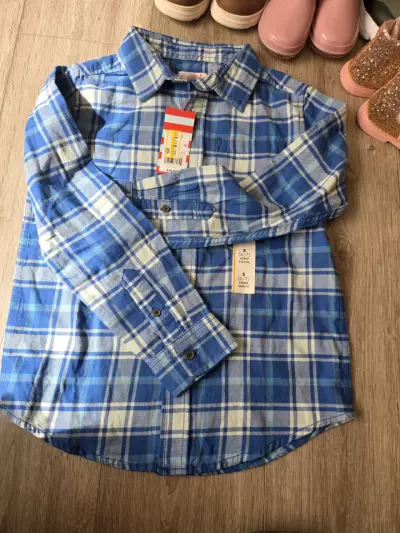 Camisa a cuadros azul nueva - miniatura 3