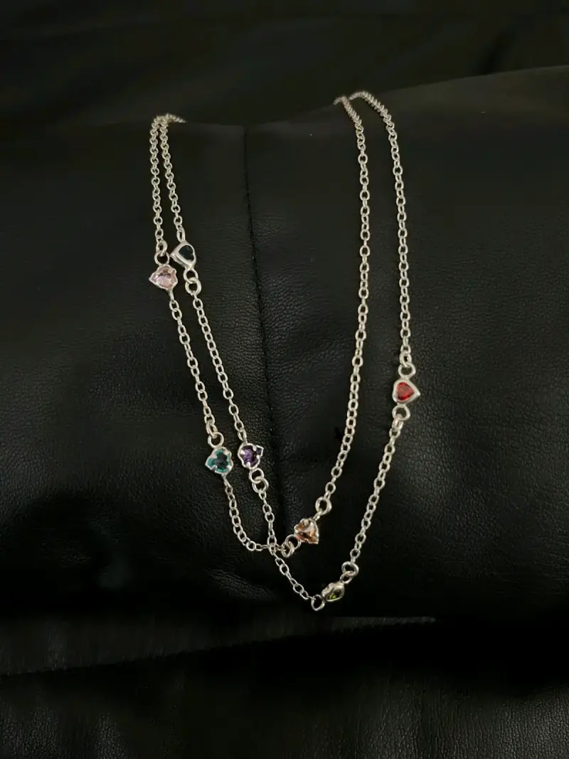 Collar de plata italiana con dijes - 5