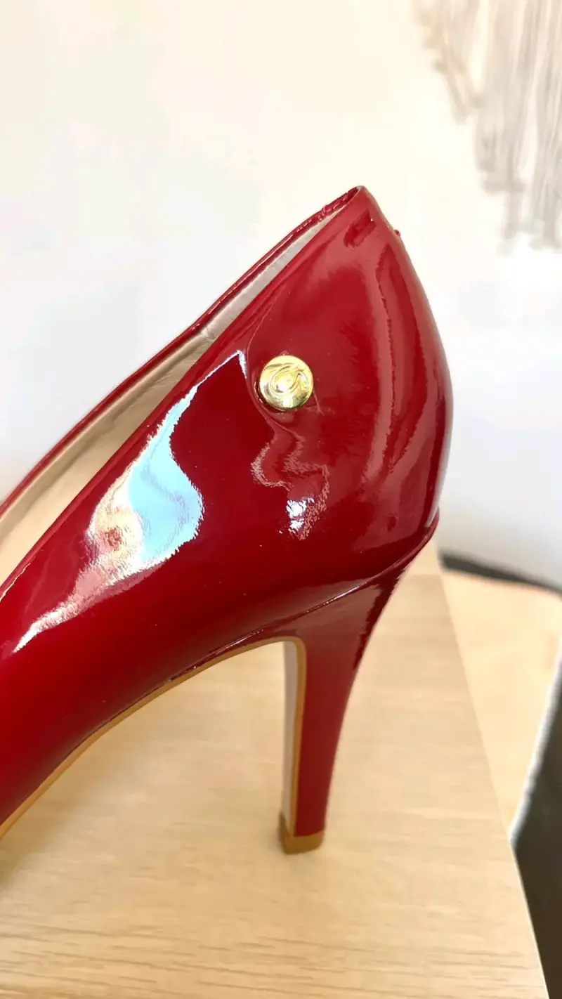 Zapato Gacel Olga de taco alto rojo charol - 4
