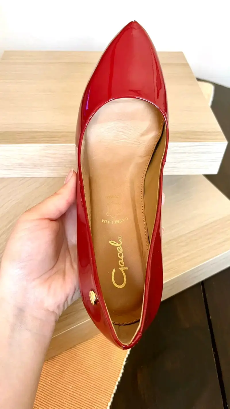 Zapato Gacel Olga de taco alto rojo charol - 5