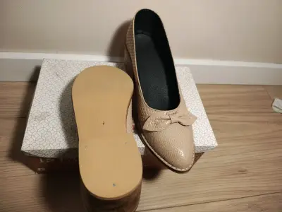 Zapatos beige 100% cuero - miniatura 2
